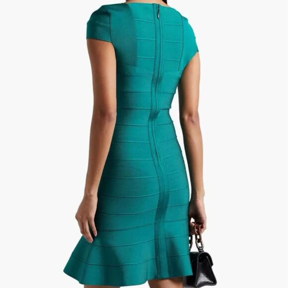 Hervé Leger Emerald Green Cocktail Dress - Picture 2 of 3